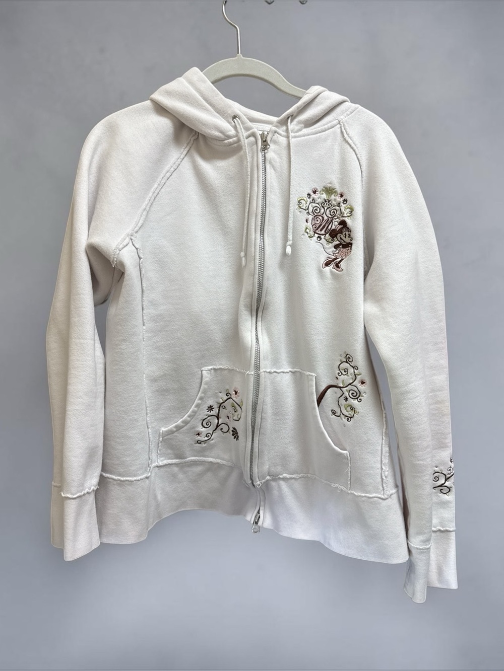 Vintage Disneyland Resort Minnie Mouse Embroidered Zip Hoodie XL